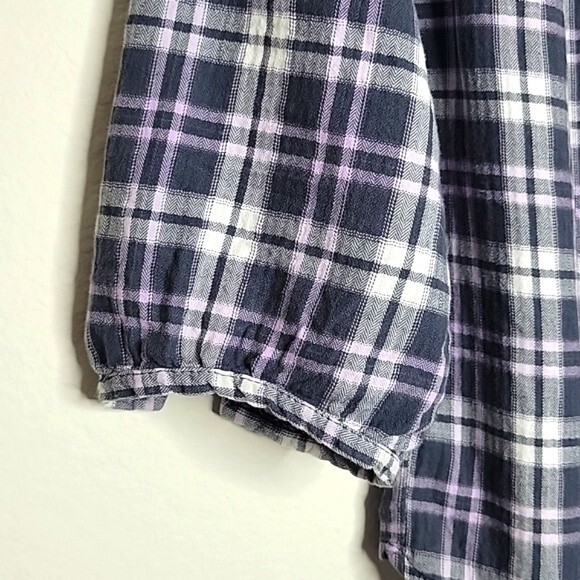 H&M DIVIDED Plaid Gray Pink Long Sleeve Button Up Shirt size 4 Pintuck Collared - Picture 5 of 16